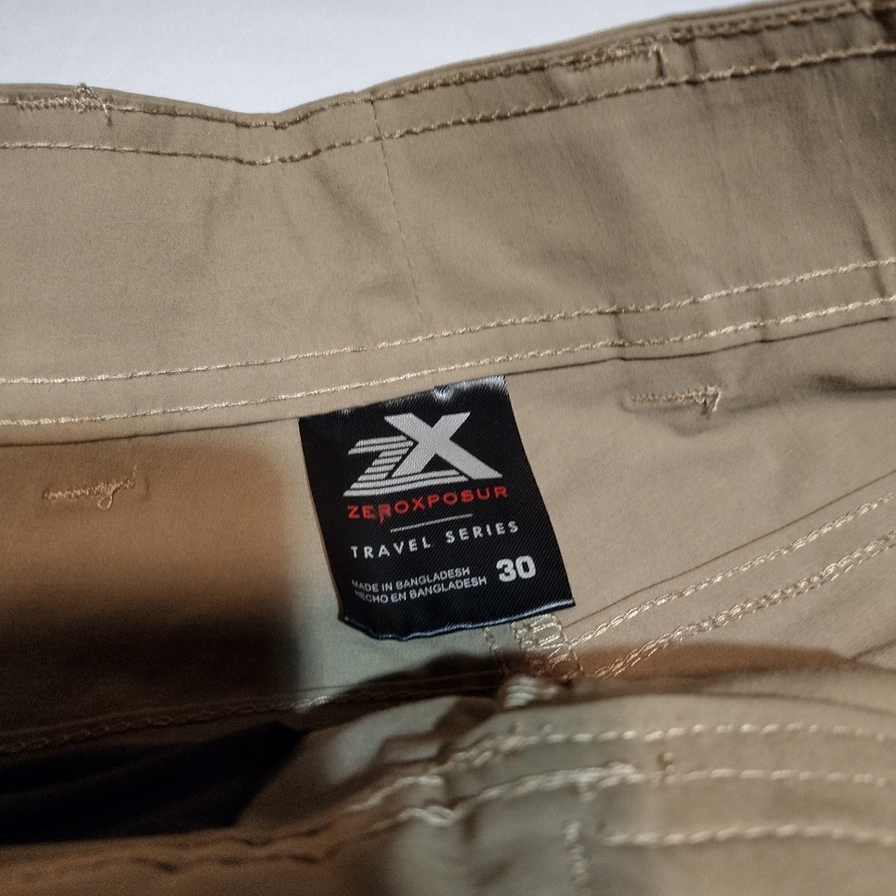 ZeroXposur Oak/Tan Ryder Belted Travel UPF50 Adjustable Waistband Shorts - Picture 7 of 14